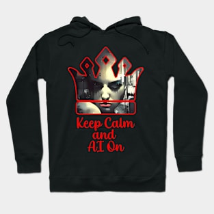 Keep Calm and AI On (Red Outline) Hoodie